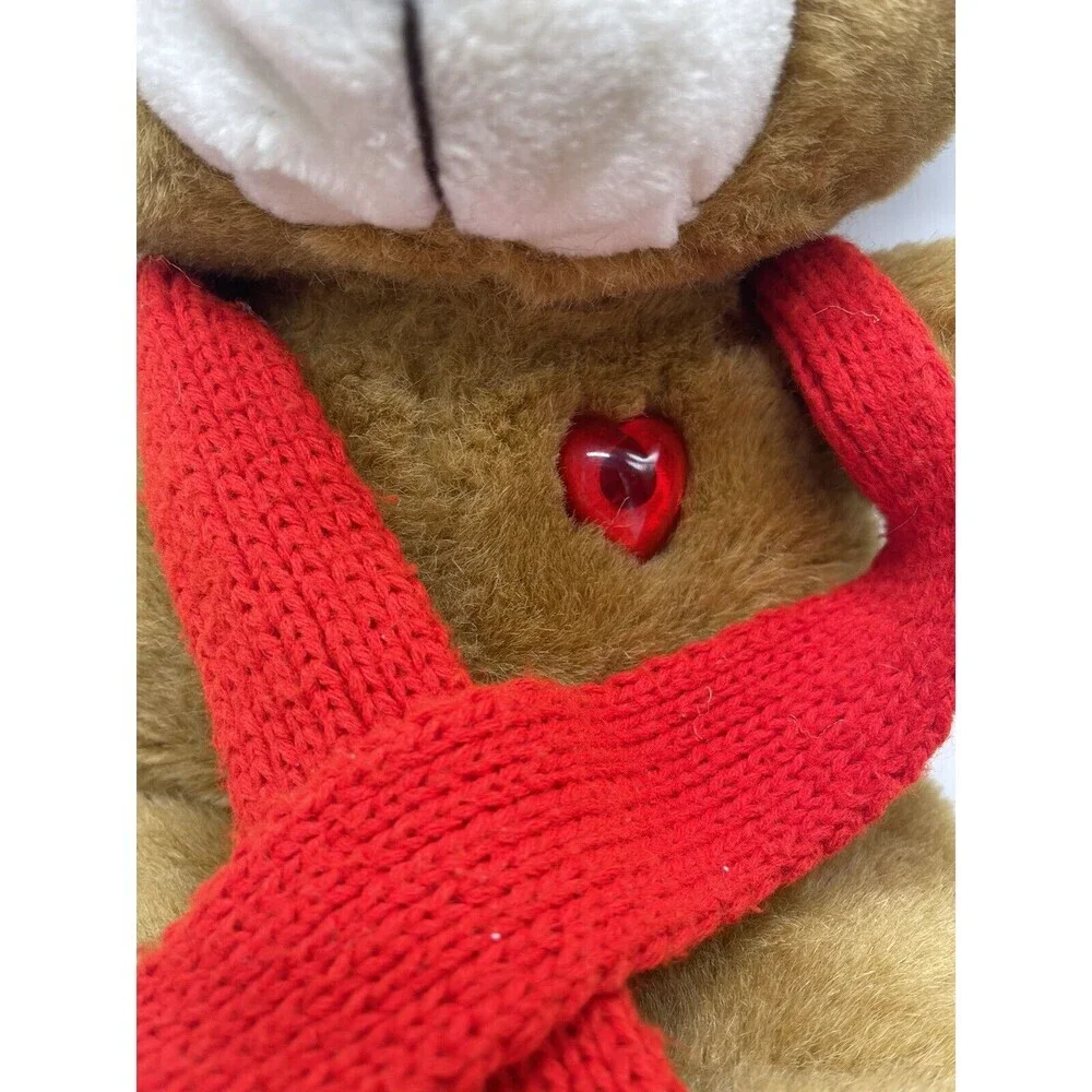 VINTAGE 1986 IPM BROWN MUSICAL CHRISTMAS TEDDY BEAR SCARF STUFFED ANIMAL 16